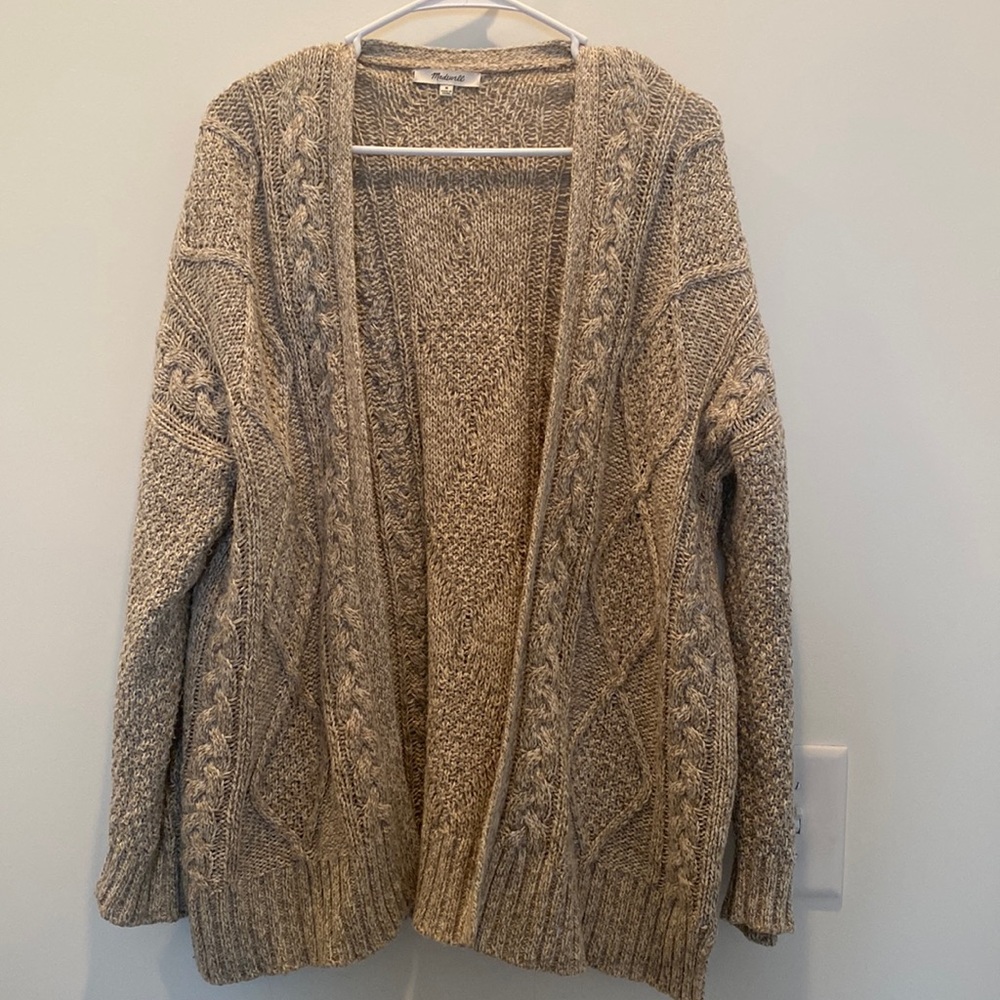 Madewell Cable Knit Open Cardigan